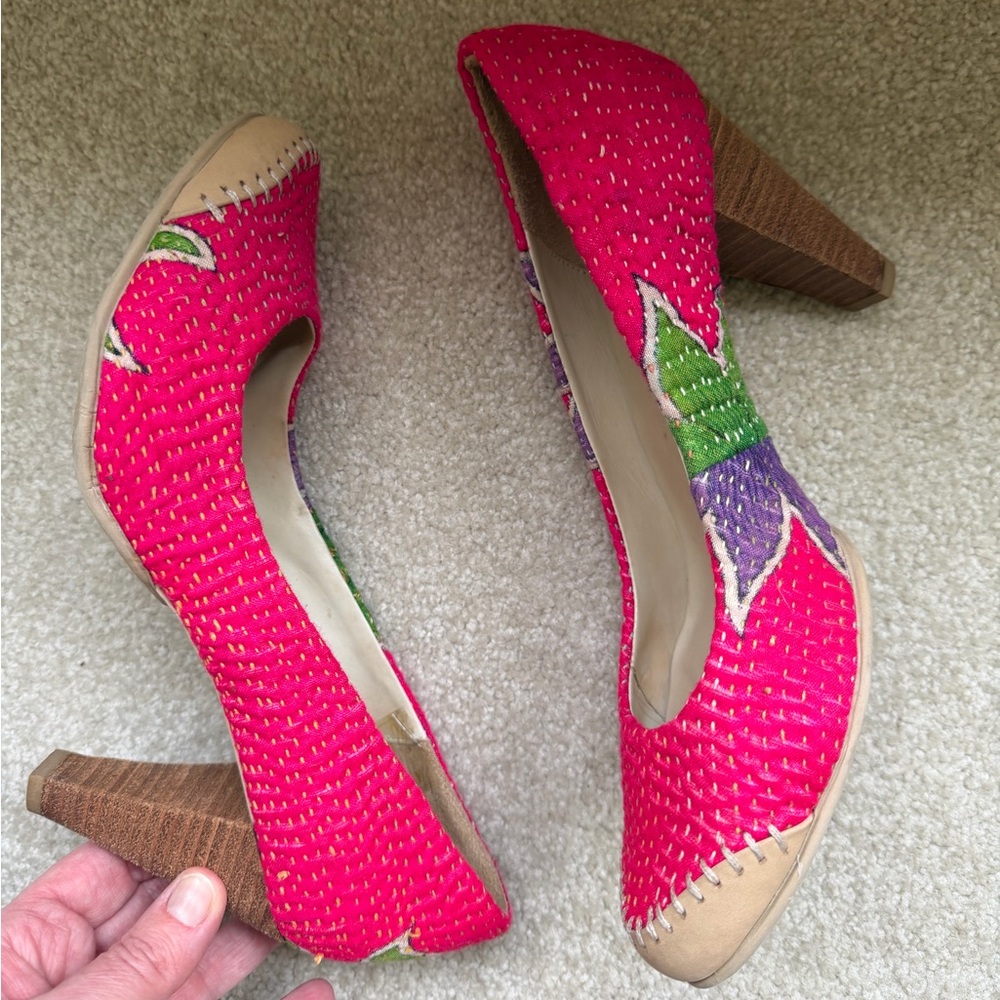 Anthropologie Terra Plana Eco Friendly Fabric Floral Recycled Heels - Picture 5 of 6